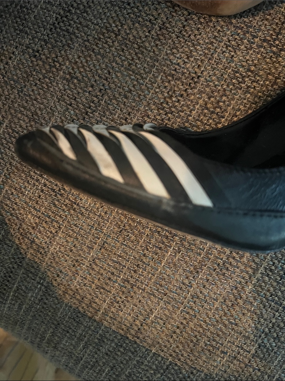White House Black Market Black and White Striped Pointed Toe Pumps - Picture 5 of 8